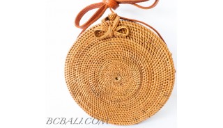 Circle bag ata grass hand woven flower strap handmade balinese